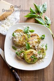 Grilled Green Tomatoes Recipe Bbq Green Tomatoes White On Rice