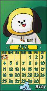 Bt21 April 2021 In 2021 Bts Calendar Line Friends Calendar Wallpaper