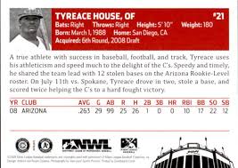 2009 Vancouver Canadians #15 Tyreace House San Diego California CA Baseball  Card