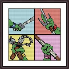 Target/character shop/teenage mutant ninja turtles (181)‎. Teenage Mutant Ninja Turtles Set Of 2 Cross Stitch Pattern Etsy Cross Stitch Patterns Teenage Mutant Ninja Turtles Cross Stitch