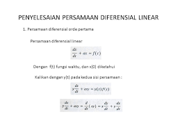 Tentukan apakah persamaan diferensial berikut termasuk persamaan diferensial 1988. Penyelesaian Persamaan Diferensial Linear Ppt Download