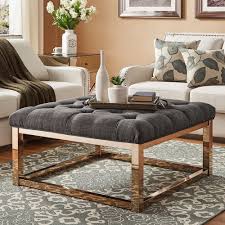 Contemporary storage ottoman with tray cube ottoman as additional seating or coffee table. Solene Square Base Ottoman Coffee Table Champagne Gold By Inspire Q Bold On Sale Overstock 13470917