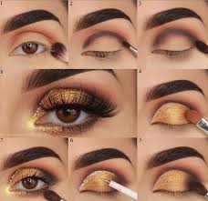 How to get dramatic gold eyes? 60 Stunning Eyeshadow Tutorial For Beginners Step By Step Ideas Prom Eye Makeup Makeup Tutorial Eyeshadow Easy Eye Makeup Tutorial