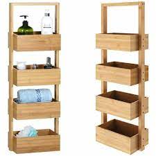 Das maß der leiter ist 15x50cm. Casaria Badregal Standregal Bambus 4 Ablagen 88x16x28 Cm Holz Kuchenregal Korbregal Bad Badezimmer Kuche Regal Schmal