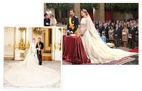 It's a floor length gown this elie saab wedding dress exhibits a strapless design, embroidery trimming goes around the waistline and the bodice features oblique ruffles. Princess Stephanie S Royal Wedding Dress Elie Saab Royal Wedding Dress Elie Saab Wedding Dress Wedding Dresses