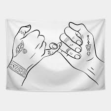 Minimalist best friend tattoo ideas. Pinky Swear Temporary Tattooed Hands Hands Outline Tattoo Decal Sticker Best Friends Iluustration Pinky Promise Tapestry Teepublic