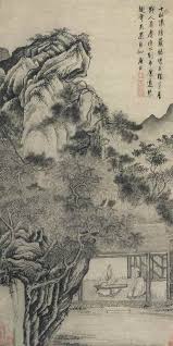 tang yin 1470 1523 playing the zither hanging scroll ink and color on paper 45 7 8 x 23 in 116 2 x 5 chinese painting chinese landscape painting china art