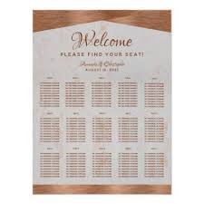 15 Table Seating Chart Marble Copper Script Zazzle Com In