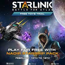 Battle for atlas™, you are part of a group of heroic interstellar pilots, dedicated to free the atlas star system from grax and the forgotten . Starlink Game Pilots The Nadir Starship Pack Is Now Available For You To Trail Until February 18th This Is The Perfect Time To Use Shaid S Outlaw Status To Unlock Equinox Upgrades