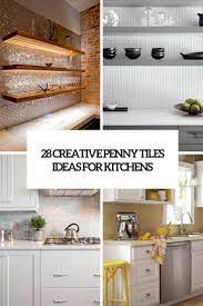 Create a luxurious penny tile shower wall or a luminous gold kitchen backsplash. 28 Creative Penny Tiles Ideas For Kitchens Digsdigs