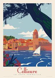 Affiche Tourisme Deco Collioure La Cote Vermeille Affiches De Voyage Retro Affiches Retro Affiches De Voyage