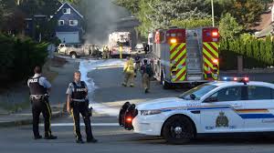Coquitlam rcmp investigators are still trying to determine whether the two shootings this week have any. Drive By Shooting Suspect Vehicle Burning Struck Fire Truck Coquitlam Bc Canada 4k Youtube