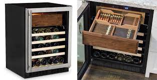 Like the wine coolers, this model also comes with multiple shelves designed using cedar wood and feature inbuilt hygrometer to easily measure humidity. Wine Fridge With Cigar Humidor