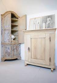 Hand Scraped Italian Corner Cupboard And Bleached Swedish Cupboard Anton And Winchcombe Cotswold Furniture Antique French Furniture Swedish Gustavian Furniture