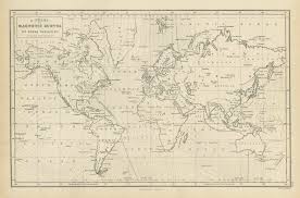 A Chart Of Magnetic Curves Of Equal Variation World George Aikman 1856 Map