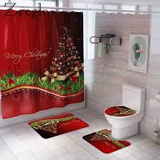 Or, let christmas tree motifs flourish, and tie it all together with a pine wreath in a repurposed red picture frame overhead. Christmas Bath Curtain Waterproof Shower Mat Anti Slip Bathroom Carpet Set Absorbent Toilet Rug Foot Mat Washable Bath Mat Set Bath Mats Aliexpress