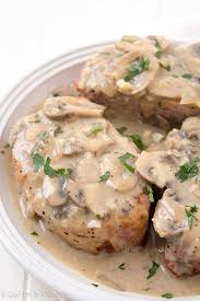A pork chop recipe that is quick and easy. Pork Chops With Creamy Mushroom Sauce Gal On A Mission Baked Pork Baked Pork Chops Boneless Pork Chop Recipes