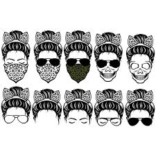 Download Messy Bun Svg Mom Life Sunglasses And Headband Svg Messy Bun With Leopard Svg Mother S Day Svg Buy T Shirt Designs
