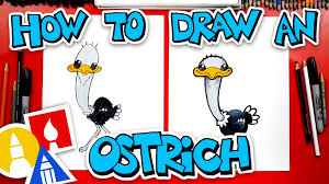 how to draw a funny cartoon ostrich art for kids hub