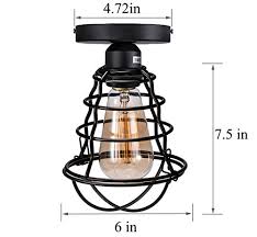 Vintage Semi Flush Mount Ceiling Light E26 E27 Base Edison Rustic Antique Metal Caged Industrial Ceiling Light Fixture Farmhouse Goals