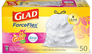 Glad tall kitchen drawstring trash bags are designed with forceflex technology to give extra flex as it expands around sharp edges and heavy loads, so you can pack it in without ripping. Buy Glad Forceflex Tall Kitchen Drawstring Trash Bags 13 Gallon White Trash Bag Gain Island Fresh Scent With Febreze Freshness 50 Count Package May Vary Online In Vietnam B00rtkejce
