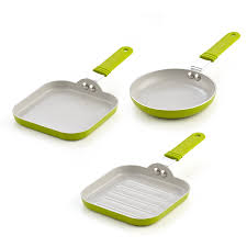 Cook N Home 02583 3 Piece Nonstick Ceramic Mini Fry Griddle Grill Pan Set 3 5 5 Inch Green Walmart Com Pan Set Grill Pan Ceramics