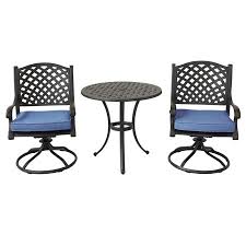 Features perfect addition for your home product details pieces included: Shop Now For The Hennessey Outdoor Patio Bistro Set Cast Aluminum 3 Piece In Navy Blue Cushions Multiple Colors Accuweather Shop
