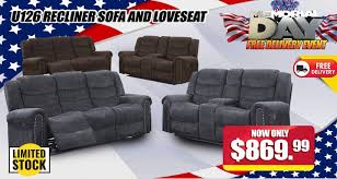 Memorial Day Super Sales Event Plus Free Delivery U126 Recliner Sofa And Loveseat Set 869 Mattress Furniture Sofa And Loveseat Set Discount Furniture