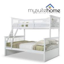 Emma White Kid Single On Double Solid Timber Bunk Children Bed Frame With Ladder Ebay Bunk Beds Bed Frames For Sale White Wooden Bunk Beds