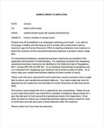 Dear staff, (company) has a leave donation program for staff members who are out due to injury or illness and have run out of paid time off. Free 9 Employee Memo Templates In Pdf