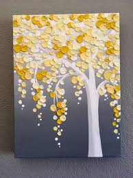 Yellow And Gray Textured Tree Original Acrylic Painting On Etsy Arte De Botones Lienzo De Bricolaje Textura Arte