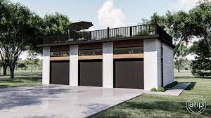 Flat roof modern garage apartment plans. 3 Car Garage With Party Deck Legrone House Plans By