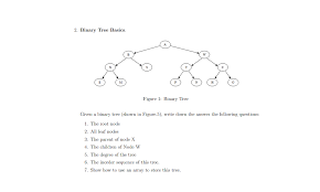 Binary trees are defined as a tree data structure where each parent node has at most two children or no child node or we can simply say that it's a tree data structure which has a maximum of degree two. 2 Binary Tree Basics Figure 1 Binary Tree Given A Chegg Com