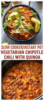Slow Cooker Or Instant Pot Vegetarian Chipotle Chili Recipe In 2020 Slow Cooker Vegetarian Vegetarian Crockpot Slow Cooker Vegetarian Chili