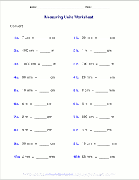 metric measuring units worksheets