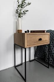 Industrial Bedside Table Mid Century Industrial Style Solid Oak Wood And Black Finish M In 2020 Industrial Bedside Tables Modern Bedroom Furniture Industrial Bedside Oygroup bedside table lamp with wood base, black metal stick and hollow lampshade desk light for bedrooms no bulb e14. industrial bedside table mid century