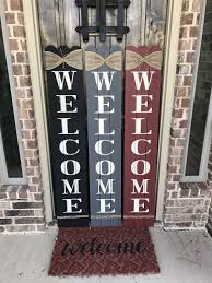 Rustic Wood Welcome Sign Vertical Wooden Welcome Sign Etsy Wooden Welcome Signs Porch Signs Wooden Signs Diy