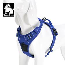 Truelove Soft Front Dog Harness Best Reflective No Pull Harness With Handle And Two Leash Attachments Sapphire Blue Xl