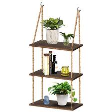tj.moree wall hanging rope shelf wood