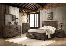 A king bedroom set is the perfect addition to any room filling a space with classic luxurious style. Coaster Rustic Brown 222631keb 2 3 4 6 Piece King Bedroom Set Sam Levitz Furniture Bedroom Groups