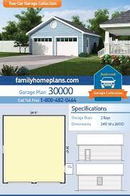24 X 26 Two Car Detached Garage With 2 Garage Doors On A Gable Front Design Garage Plan Garage Building Plans 2 Car Garage Plans