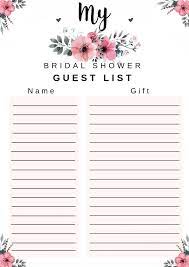 Bridal Shower Guest List Free Printable By Dressyourgift Lovely And Useful Bridetobe Wedding Bridalshowerideas Matrimonio