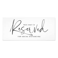 Social Distancing Reserved Sign Minimalist Script Invitation Zazzle Com Script Invitation Reserved Signs Wedding Chair Signs
