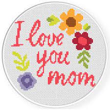 My mom's the cool mom cross stitch patterns. Charts Club Members Only I Love You Mom Floral Cross Stitch Cross Stitch Fonts Cross Stitch Bookmarks