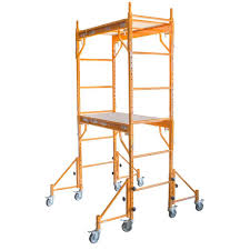 Pro Series 7 Ft X 3 5 Ft X 2 Ft Mini Rolling Interior Scaffold Tower Set With Outriggers And Lockable Casters For Support 803051 Scaffolding Steel Frame Construction Hanging Drywall