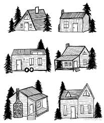 Tiny House Cabin In The Wild Illustration Von Lizzie Burgundy Haus Abbildung Grafiken Art And Illustration