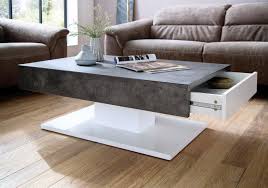 White, modern & contemporary, coffee tables : Modanuvo Lania Modern Coffee Table White Grey Concrete Stone Lodge Furniture Uk