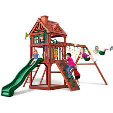 Pretty solid set from walmart. Gorilla Playsets Landing Cedar Wooden Swing Set Walmart Com Walmart Com