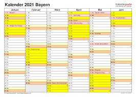 Kalender 2021 mit schulferien & feiertagen von bayern. Kalender 2021 Bayern Ferien Feiertage Excel Vorlagen