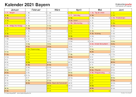 Die jahresplaner zum ausfüllen und ausdrucken kommen mit allerlei nützlichen features: Kalender 2021 Bayern Ferien Feiertage Excel Vorlagen
